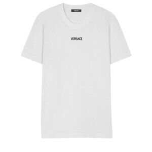 Versace Minimalist Cotton T-Shirt With Contrasting Logo Embroidery - NWT
